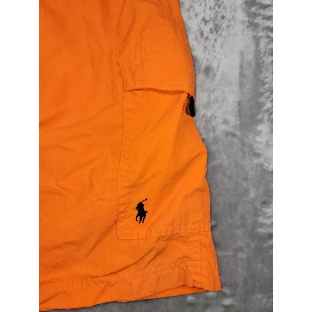 Polo Ralph Lauren Orange Cargo Pocket Nylon Mesh Lined‎ Swim Trunks Large